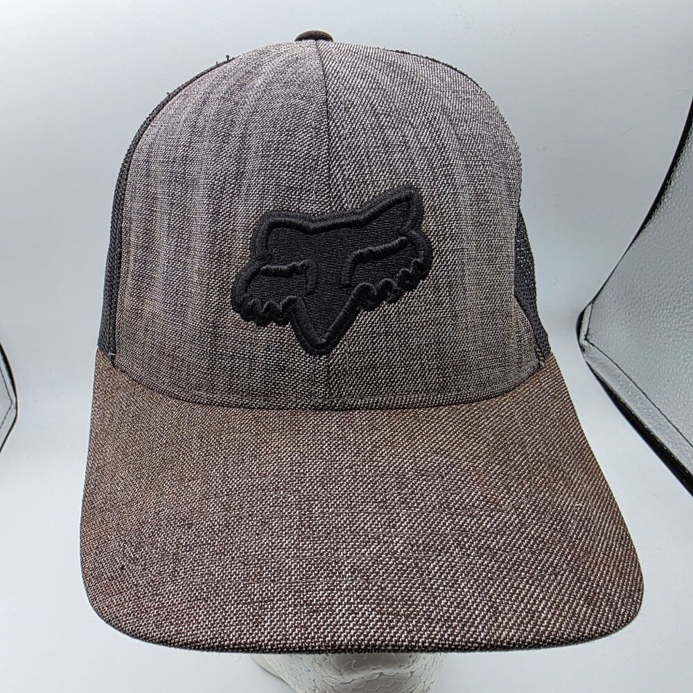 Fox Racing Mutts Up Mens Gray Black Trucker Hat Adjustable Snapback Motorcycles